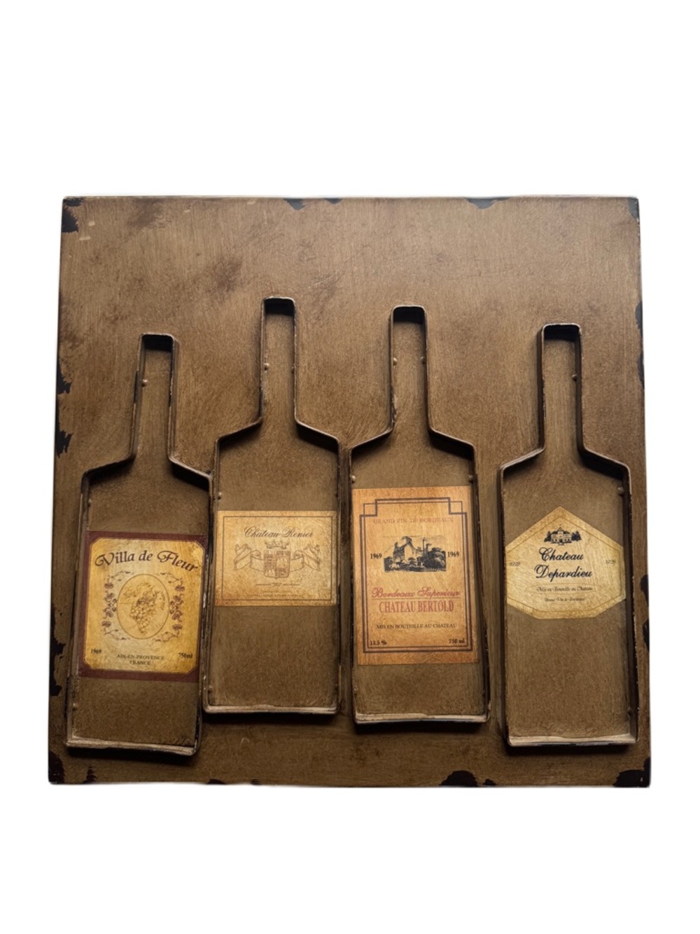 Metal 3d distressed wine bottle art sign